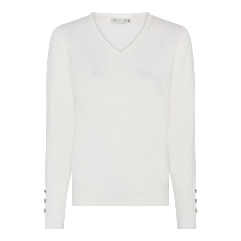 U472 Genser v-hals offwhite
